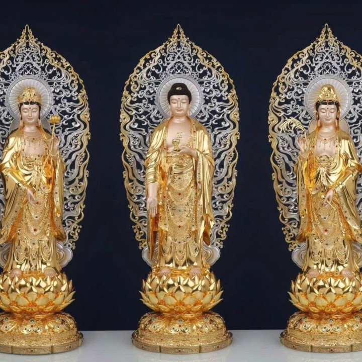 Tôn Tượng Tây Phương Tam Thánh Đồng Men Cổ cao cấp S2